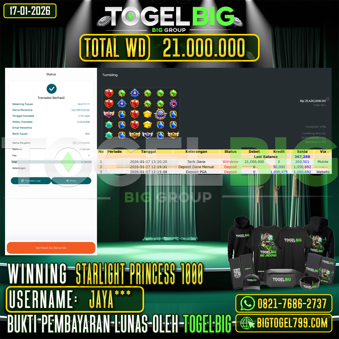 TOGELBIG JACKPOT SLOT STARLIGHT PRINCESS 1000 RP.21.000.000,- LUNAS USER ID :  JAYA***