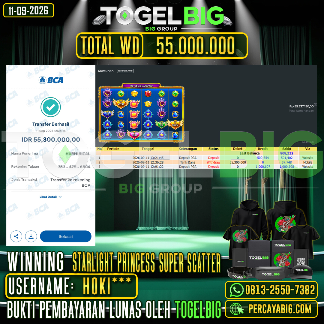 TOGELBIG JACKPOT SLOT STARLIGHT PRINCESS SUPER SCATTER RP.55.000.000,- LUNAS USER ID : HOKI***